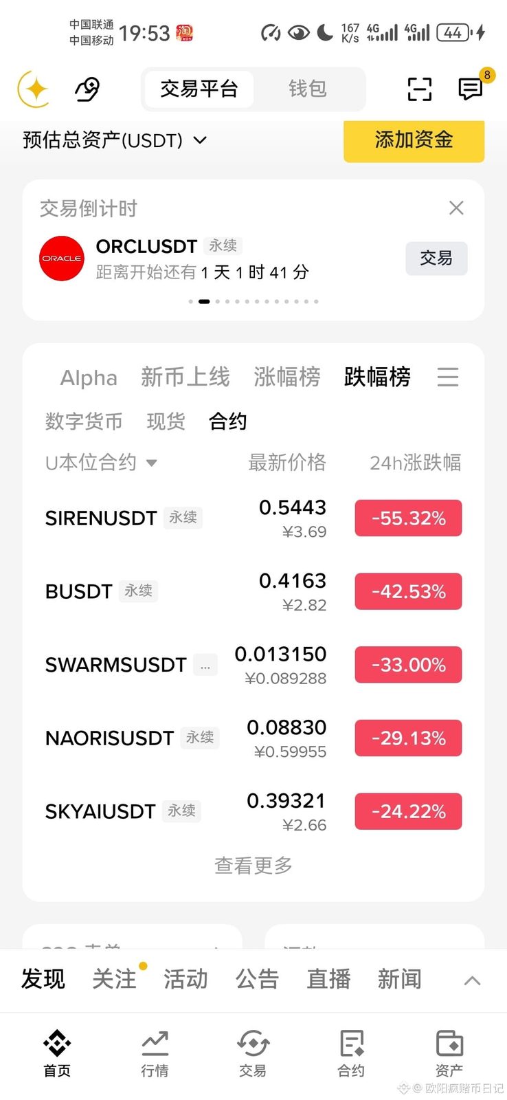 讲个笑话，我买的币全部上了跌幅榜，似乎是同一个庄家。
{future}(SIRENUSDT)
{future}(SKYA