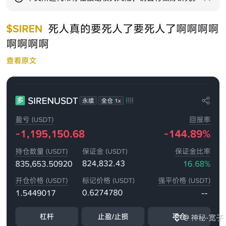 $SIREN
{future}(SIRENUSDT)
卧槽,这就是巨鲸的仓位吗?一个山寨币重仓两百多万u,换成人民币足