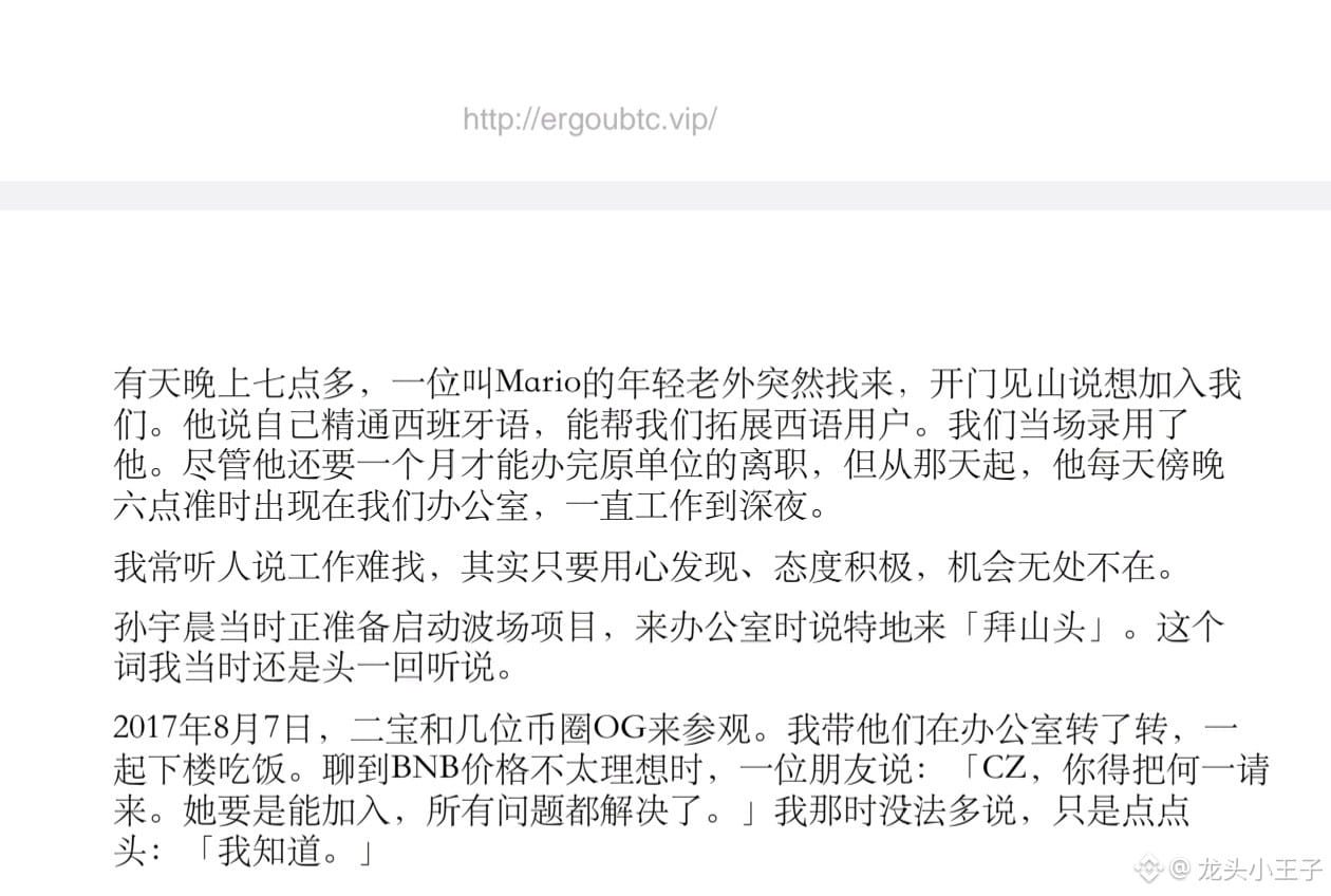 $BNB 赵长鹏写的币安人生很好,他写出了很多细节。比如陌生人老外主动去他们公司说,我可以加入你们吗?我可以帮你开发西班