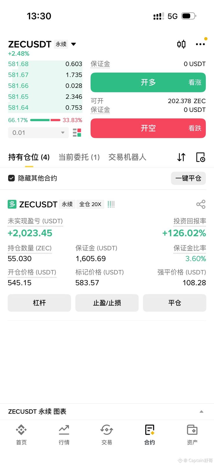 $ZEC 

zec的多单还在继续持有目标不变先看600上方，前天544让大家第一次进场，昨天550附近再次让大家布局z