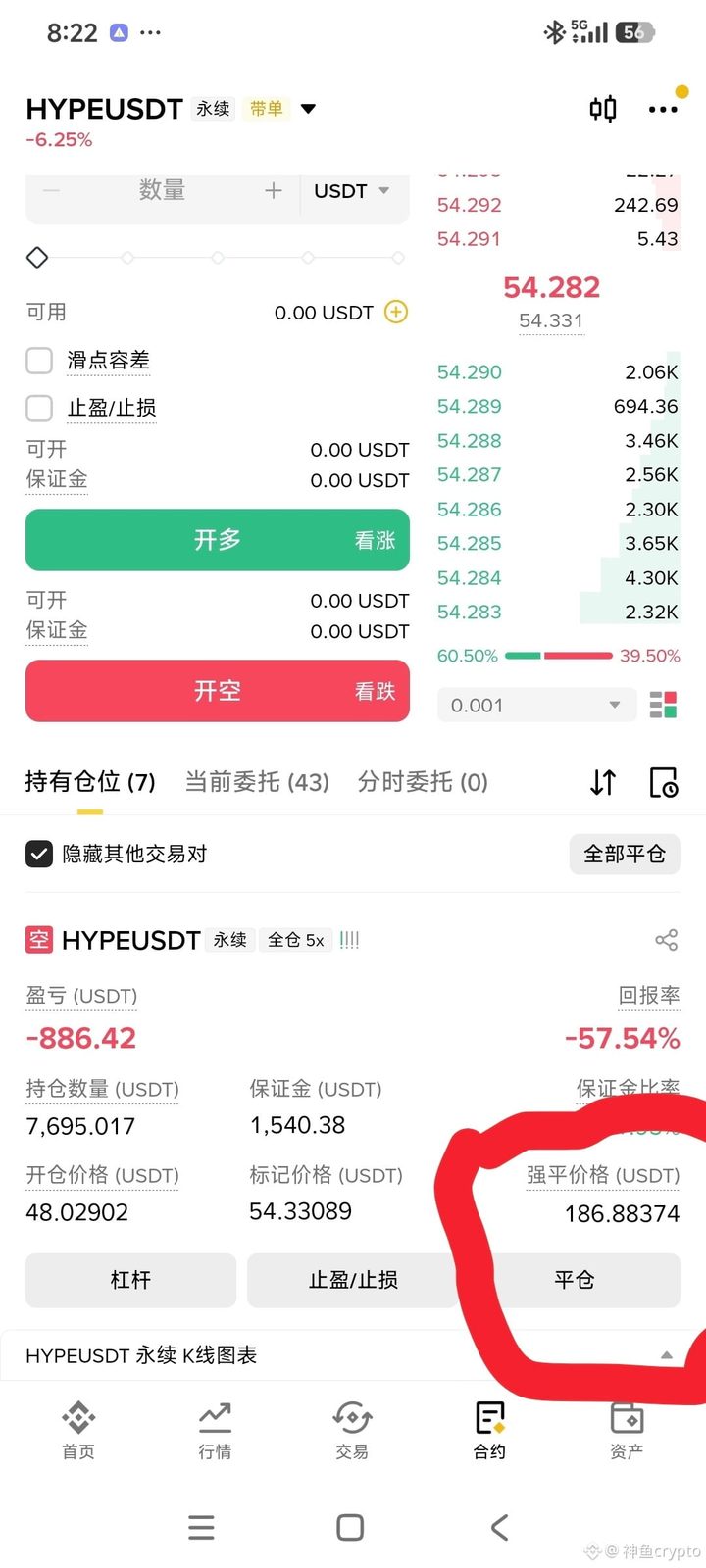 $HYPE 昨天涨到61的时候,跟单的兄弟说我5倍杠杆做空,我要是爆仓,他跟单就没了!