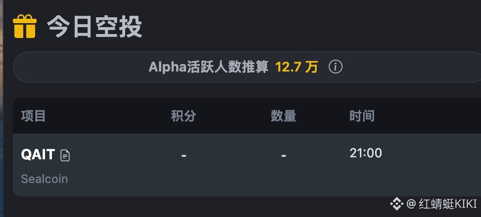 晚上21:00 新币来袭，门槛积分还没公布
新币 $QAIT是一个专为 IoT 设备和 AI 代理打造的去中心化机器间交