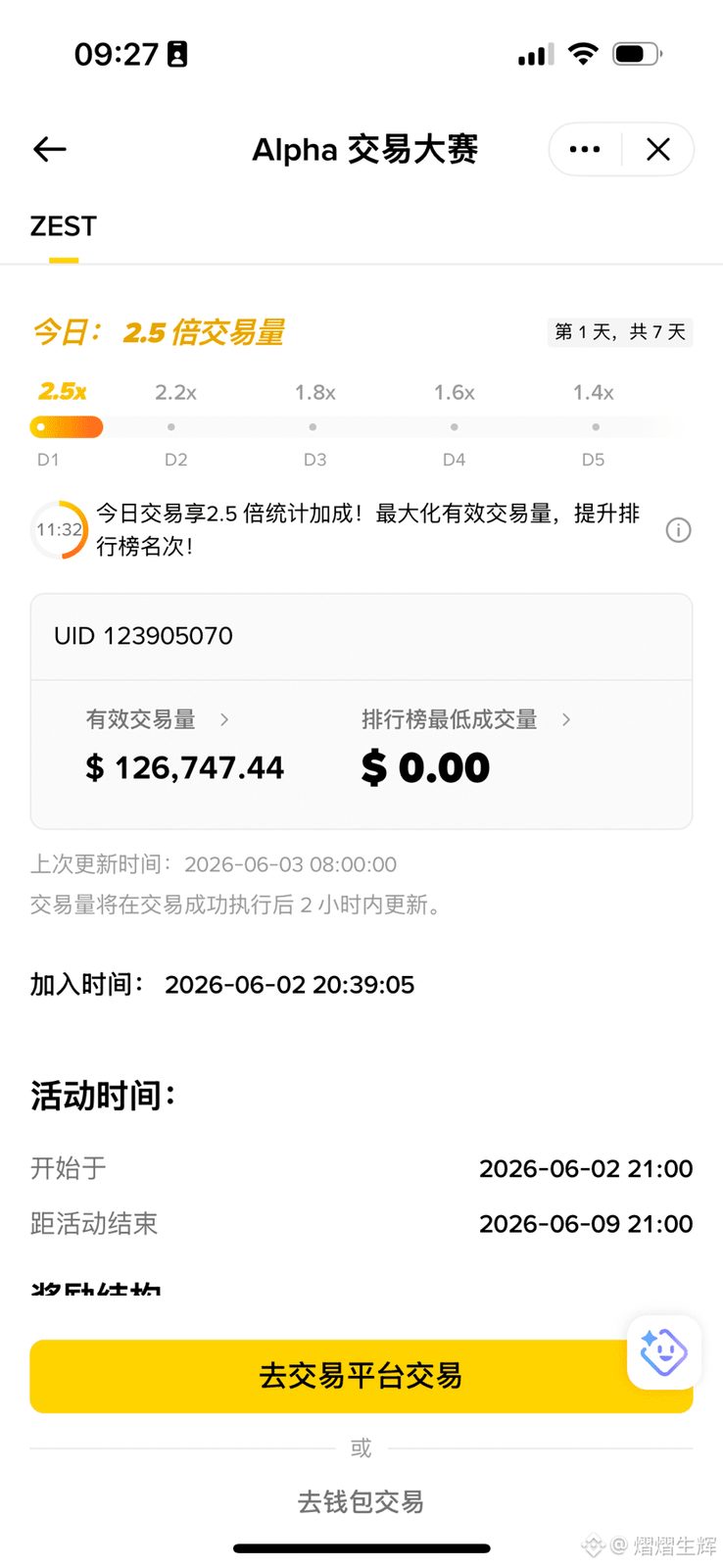 #zest 今天手感挺好,刷的不错,赚了一个空投钱了。明天发奖励,希望不要跌太多。现在出早鸟,偷不了鸡,也更卷了。想卷交