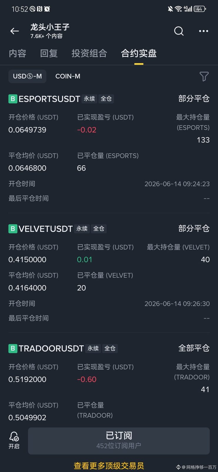 @Square-Creator-591334910 还在信这个人的是脑子有点大病吗,全部保证金资产就1.92U,看一年资